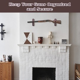 SCUNDA Gun Rack for Wall, Wall Mounted Gun Rack, Indoor Gun Rack Holder for Home Office Storage Display, Wooden Gun Rack for Rifle Shotgun and Bow,2 Pack (Dark Brown)