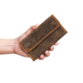 STILORD 'Bill' Pouch Leather Vintage Bag Case Unisex for Men Women Antique Leather Accessory Genuine Leather, Colour:Calais - Brown