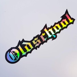 folien-zentrum Oldschool Lettering 13.5 x 3 cm Car Sticker Oilslick Black Colour Changing Rainbow Flip Flop Hologram Metallic Effect JDM Tuning Sticker Decal Fun