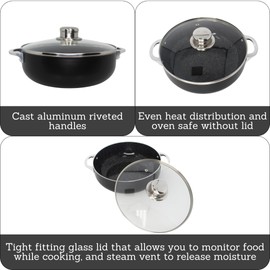 IMUSA 3.2Qt Bistro Ceramic Nonstick Caldero/Dutch Oven with Glass Lid, Black