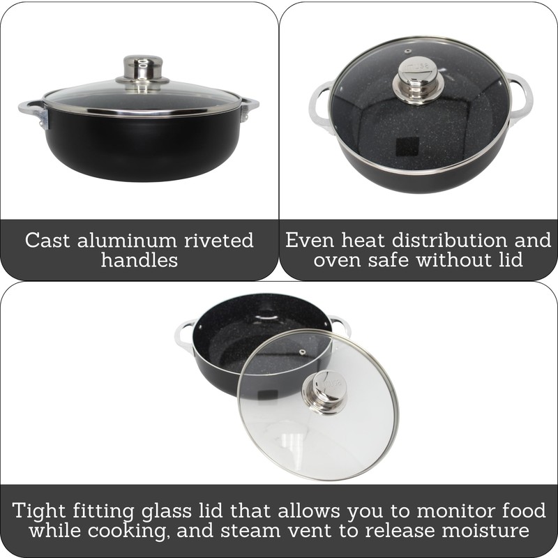 IMUSA 3.2Qt Bistro Ceramic Nonstick Caldero/Dutch Oven with Glass Lid,
