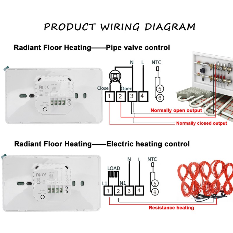 Smart Electric Thermostat White Programmable WiFi Thermostat with Temperature Humidity