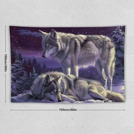 QEOPGNE Wall Tapestry for Bedroom Landscape Grey Wolf Snowy Wild Animals Aesthetic Wall Tapestry Large Wall Art Tapestries Room Decor for Bedroom Living Room 40"x60"