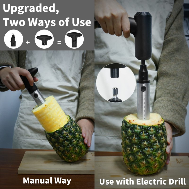 Newness Pineapple Corer Cutter, [Upgraded, Electric & Manual] Stainless Steel