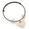 Avalaya Antique White Ceramic Heart Pendant Wired Necklace/ 40cm L/Adjustable