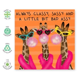 Central 23 - Fun Birthday Cards for Her - 'Always Classy Sassy And A Little Bit Bad Assy' - Funny Birthday Cards for Him - Sister Birthday Card - Best Friend Birthday Card - Comes with Stickers