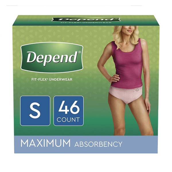 Depend FIT-FLEX Incontinence Underwear for Women, Disposable, Moderate Absorbency, L, Blush, 76 Count (4 Packs of 19)