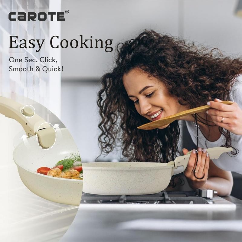 12pcs Pots and Pans Set, Nonstick Cookware Set Detachable Handle,