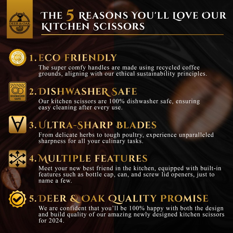 Deer & Oak Kitchen Scissors – Eco-Friendly, Heavy Duty, Sharp