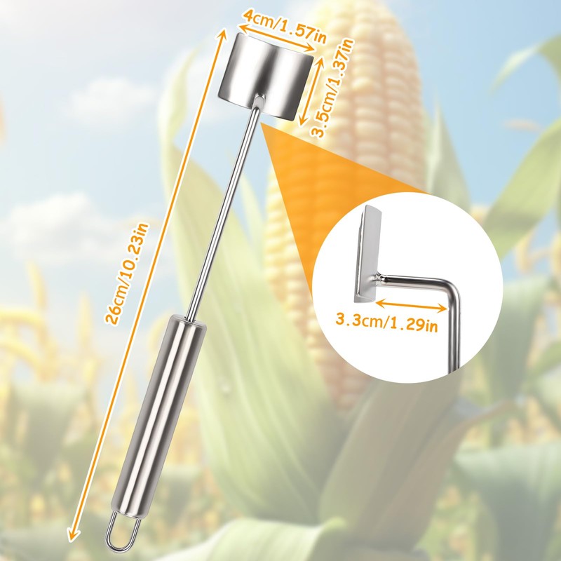 TOWEBOORY 3 Pack Corn Peeler with Long Handle, Stainless Steel