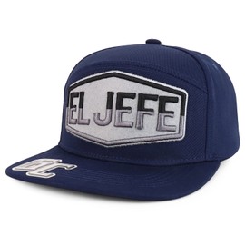 Trendy Apparel Shop El Jefe Gorra bordada 100% algodón con visera plana, marino, Talla única