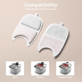 iPettie Water Fountain Filters Kits for Runway Stainless Steel Cat Water Fountain, IP-WF-S04-F8, 8 x Carbon Filter, 32 x Sponge Filter, 8 x Pump Filter