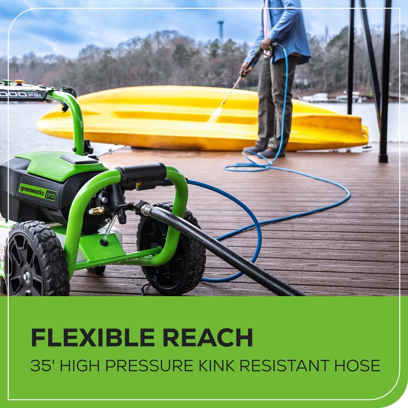 Greenworks 35ft High-Pressure (2300 PSI) Kink-Free Hose, Compatible with M22