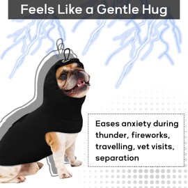 Hjumarayan Beruhigungsweste für Hunde, Anti Stress Weste für Hunde mit Ohrenschutz Dehnbarer Hundejacke, Hunde Beruhigungsweste Bequemer Hundeweste für Feuerwerk Donner Sirenen, Schwarz M