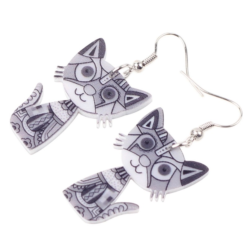DUOWEI Acrylic Cat Earrings CAT Dangle Jewelry for Women Gifts