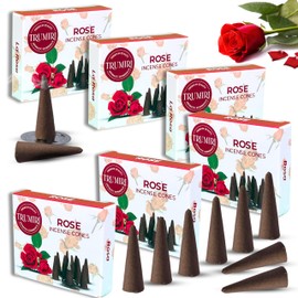 Rose Incense Cones - 60 Pack (10 x 6 Scented Cones) - Six Packs of 10