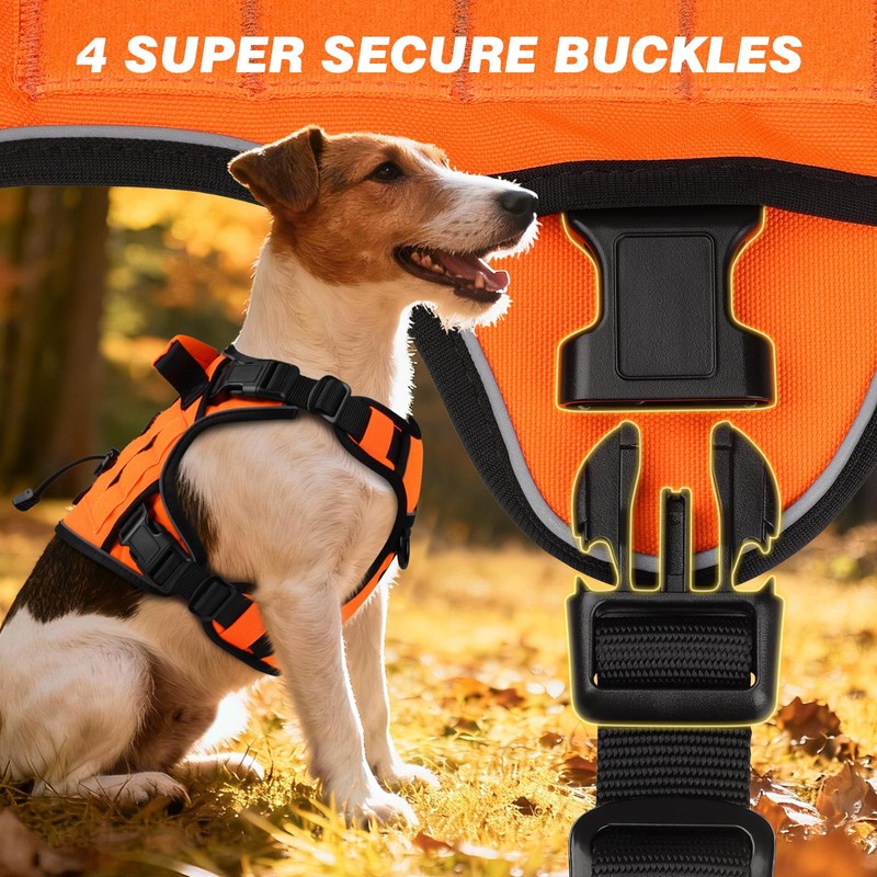 WINGOIN Orange Tactical Dog Harness for Medium Dogs, Heavy Duty