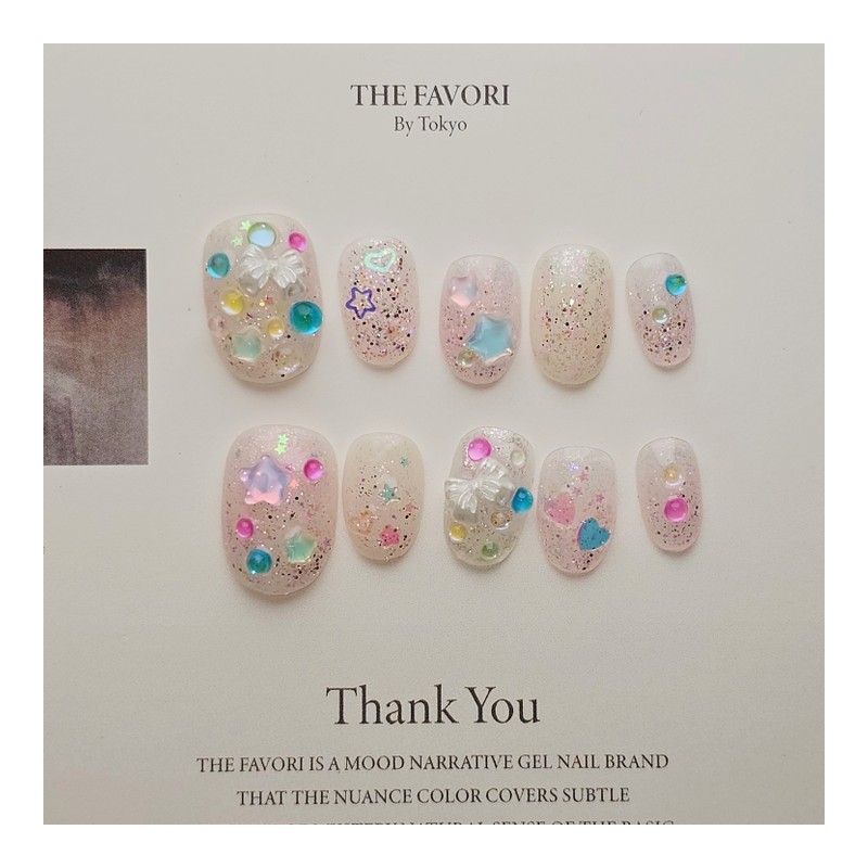 Shining Bubble [Handmade Nail Tip] Emily Nail - Mini Short