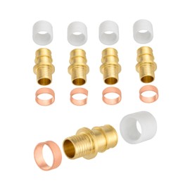 (Pack of 10) EFIELD 1/2" Pex-A Expansion X 1/2" Polybutylene Transition Brass Coupling Adapter with Rings For Connect Pex-A and PB Pipe