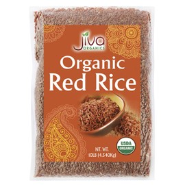 Jiva Organics Organic Red Rice 10 Pounds Bulk Bag from India - 100% Natural & Non-GMO
