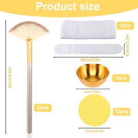 Facial Mask Brush and Bowl Set with 10 Compressed Facial Sponges and Facial Headband Professional Face Mask Applicator for Skincare Routine