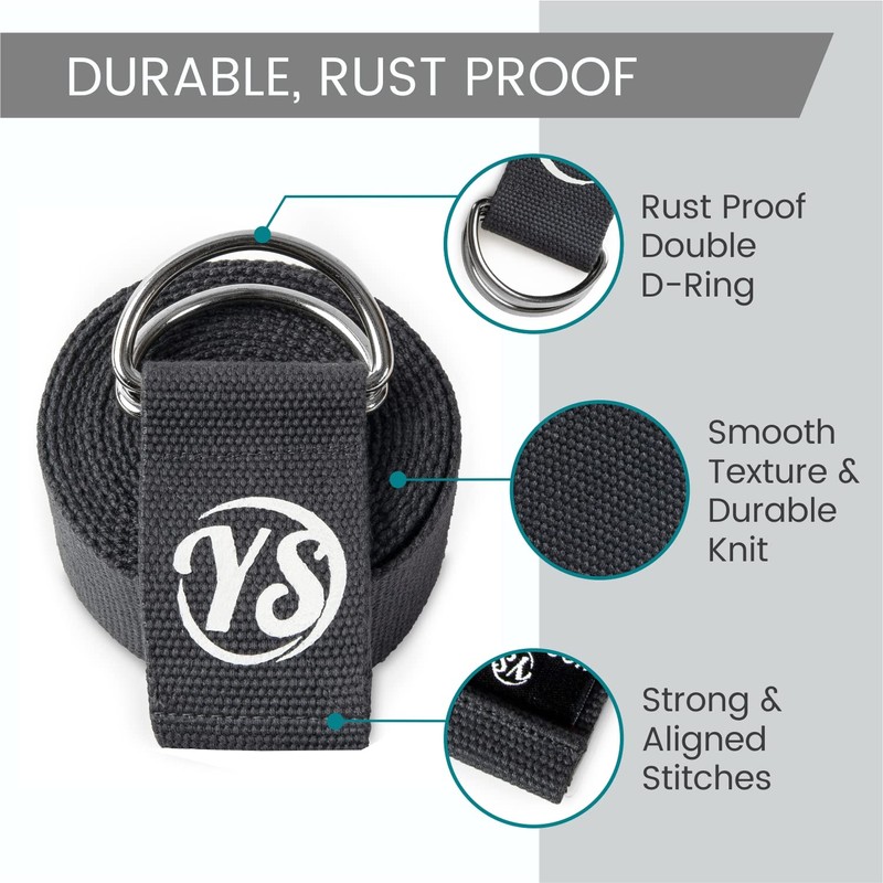 Yoga Studio YS/Strap/DRing/2.5/Grey/OL Belt Loop Metal D-Ring Buckle Graphite Grey