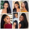 Rafabcici 16-Inch Yaki Straight Drawstring Ponytail Extension with Bangs for