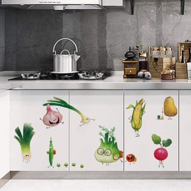 ufengke Wall Sticker Cartoon Vegetables Kitchen Wall Sticker Carrot Onion for Dining Room Cabinet Fridge