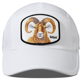 GADIEMKENSD UPF50+ Baseball Cap with Embroidered Patch or Simple Design with Breathable Mesh, White-Goat, 54-60