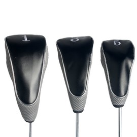 Andux Golf Driver Wood Head Covers 460cc Driver Hook & Loop Set of 3 Grey