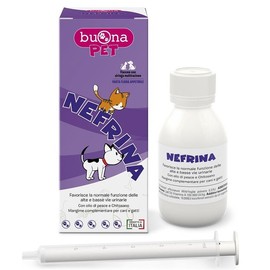 Buona Pet Nefrina Flacone Mangime Complementare, Integratori per Cane e Gatto, per La Normale Funzione Delle Vie Urinarie Alte e Basse Con Olio di pesce, Vitamina A, Chitosano, Spaccapietra