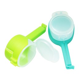 Scabia Set de 2 Clips para bolsas de comida. Ideal para almacenamiento y organización de despensa. Food Bag Clips. (Azul/Verde)
