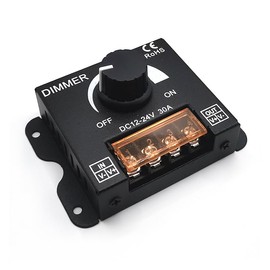 LED Dimmer DC 12 V 24 V for LED Strip Brightness Control Light Bar PWM Controller 30 A Black