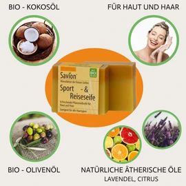 Savion Athletes and Travel Soap for Hair and Body Organic 85 g
