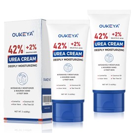 OUKEYA OUKEYA Urea Cream 42 Percent with 2% Salicylic Acid Tube 3 Oz, Foot & Hand Cream for Dry Cracked, 40 per Urea Lotion for Feet Maximum Strength, 2 Pack
