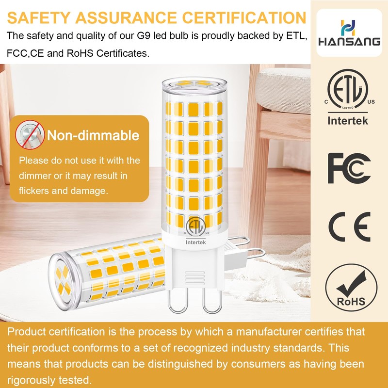 hansang G9 Led Bulb,6W(60W Halogen Bulb Replacement), Chandelier Light Bulbs,88