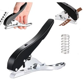 Magnoloran Single Hole Punch 1/4 inch-6mm Round Heavy Duty Hole Puncher Badge Hole Punch Paper Punch Portable Hand Held Long Hole Puncher for Craft Paper Plastic Cardboard Business Card Photos-Black