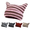 YAMEIZE Cat Ear Striped Knitted Hat - for Men and