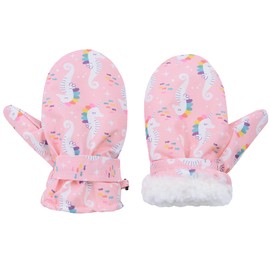 Warm Baby Gloves Skiing Gloves For 2-6 Years Old Birthday Gift Cold Weather gift clothing for babies and young children protective clothing Pink Seahorse M