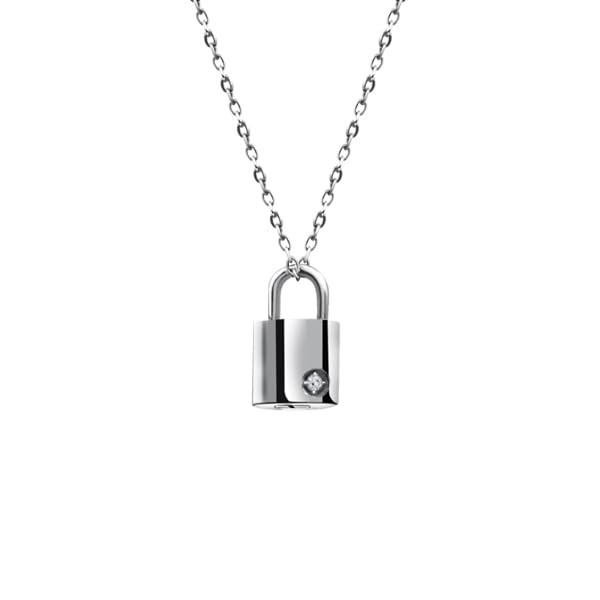 ReLine Genuine Cremation Accessory, Diamond Padlock Pendant, Includes Bone Set,