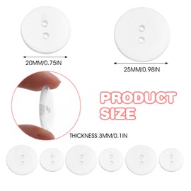 Prasacco Pack of 50 Transparent Buttons, Clothing Buttons, Reversible 2 Hole Buttons, Round Resin Buttons for Clothing, Sewing, Handbags, Knitting, DIY Crafts (2 Sizes, 20mm, 25mm)