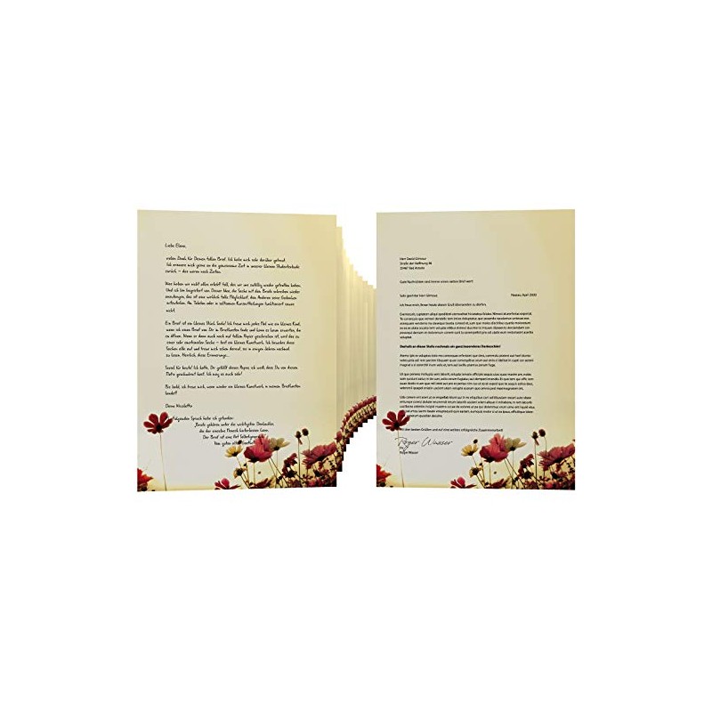 Writing Paper"Sunny Flowers" 100 Sheets of A4 100 g/qm High-Quality