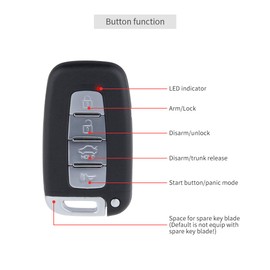 EASYGUARD EC003N-K Car Alarm System keyless Entry pke Remote Engine Start Stop Push Start Stop Automatically Lock or Unlock car Door Universal Version fits for Most dc12v Cars