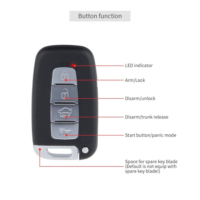 EASYGUARD EC003N-K Car Alarm System keyless Entry pke Remote Engine