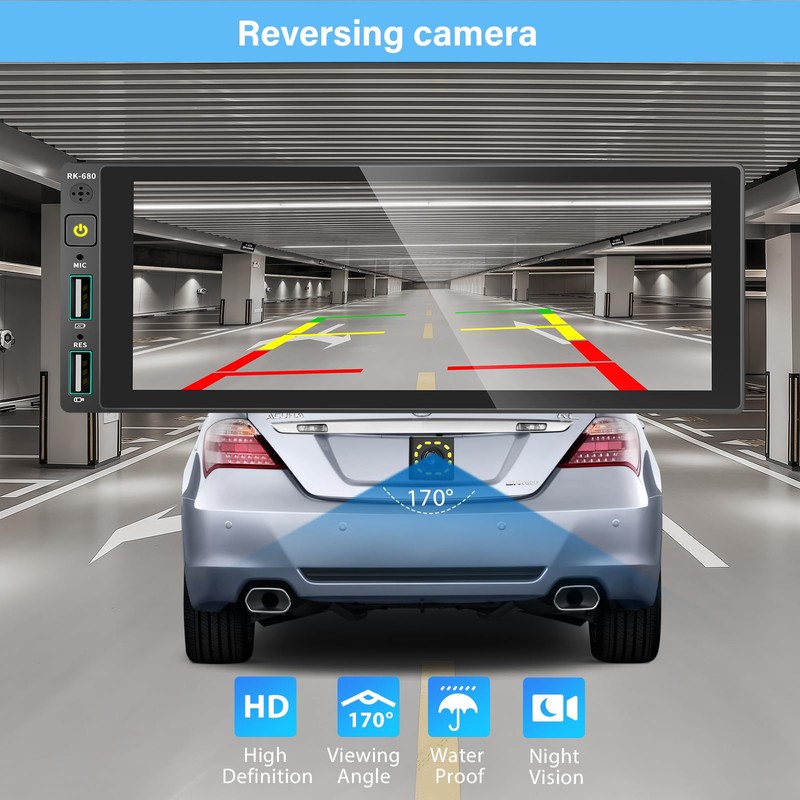 REAKOSOUND 6.9" Single Din Car Stereo with Apple CarPlay &