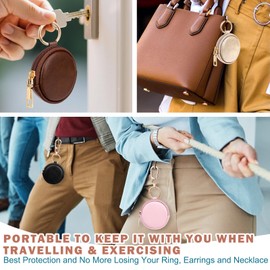 LUCKINEE Portable Gym Jewelry Ring Bag Holder Box with Keychain, Small Travel Ring Earring Stud Necklace Storage Case Gifts for Women and Girls