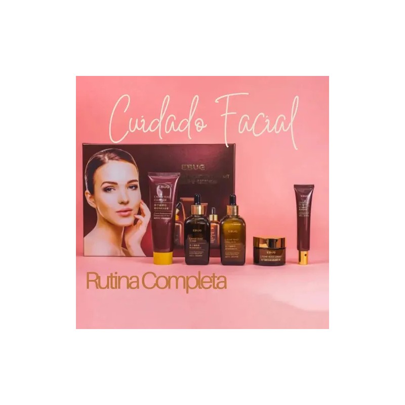 Cuidado Facial Kit Caviar Tónico Serum Crema Colágeno 5pz F