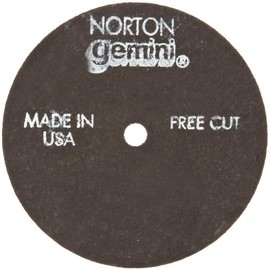 Norton Gemini Fast Cut Small Diameter Reinforced Abrasive Flat Cut-off Wheel, Type 01, Aluminum Oxide, 1/4" Arbor, 3" Diameter x 1/8" Thickness (Pack of 1)