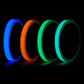 4 Colors Luminous Tape, Fluorescent Tape, Waterproof Glow in the Dark Warning Tapes 5m*10mm, Suitable for Indoor Outdoor Use