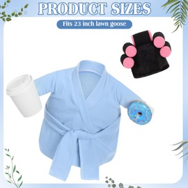 Shyyween Lady Porch Goose Outfit for 23'' Cement Plastic Lawn Goose Statue Clothes Bathrobe Coffee Cup Curlers for Outdoor Garden Yard Patio Decoration(Purple)